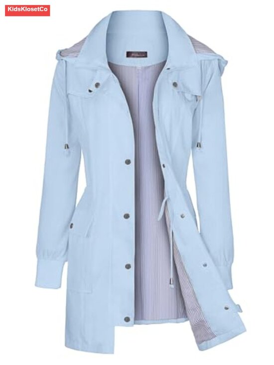 Jackets & Blazers - Women's Waterproof Rain Jacket Lightweight Windbreaker Hooded Striped Coats
